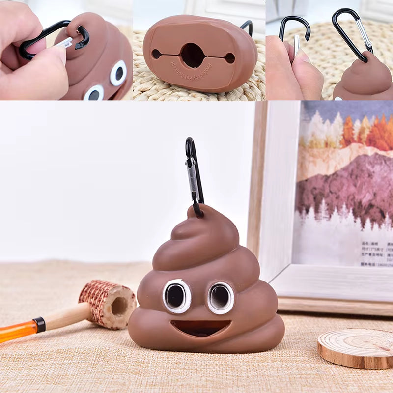 1Pc Pet Poop Bag Shit-Shaped Outdoor Portable Waste Bag Dispenser Carrier Dog Poop Bag Holder Storage Box Cleaning Products