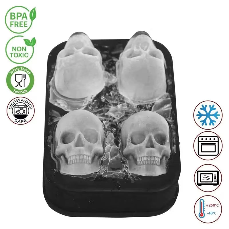 Skull Silicon Molde- Molde de calaveras grandes para hielo o chocolate